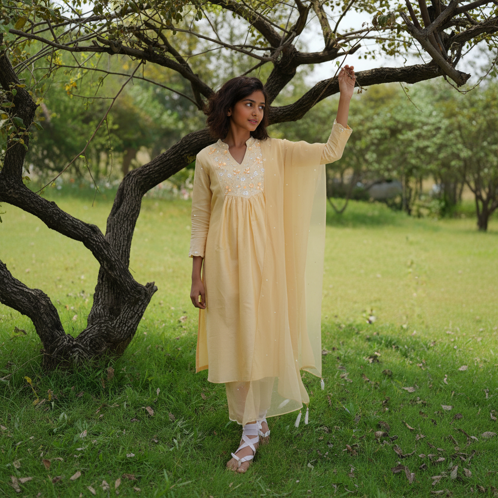 Mango Yellow Kurta Set