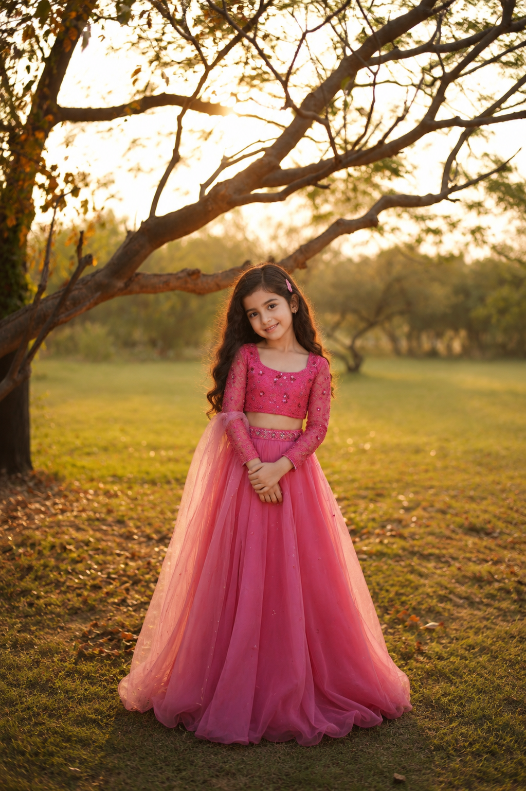 Azalea Pink Silk Organza Lehenga Set