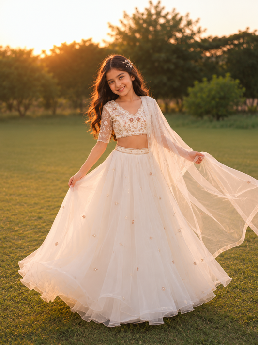 Selene Ivory Silk Organza Lehenga Set