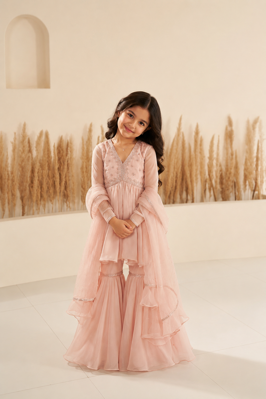 Iris Nude Sharara Set