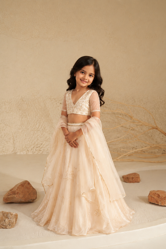 Daisy Cream Lehenga Set