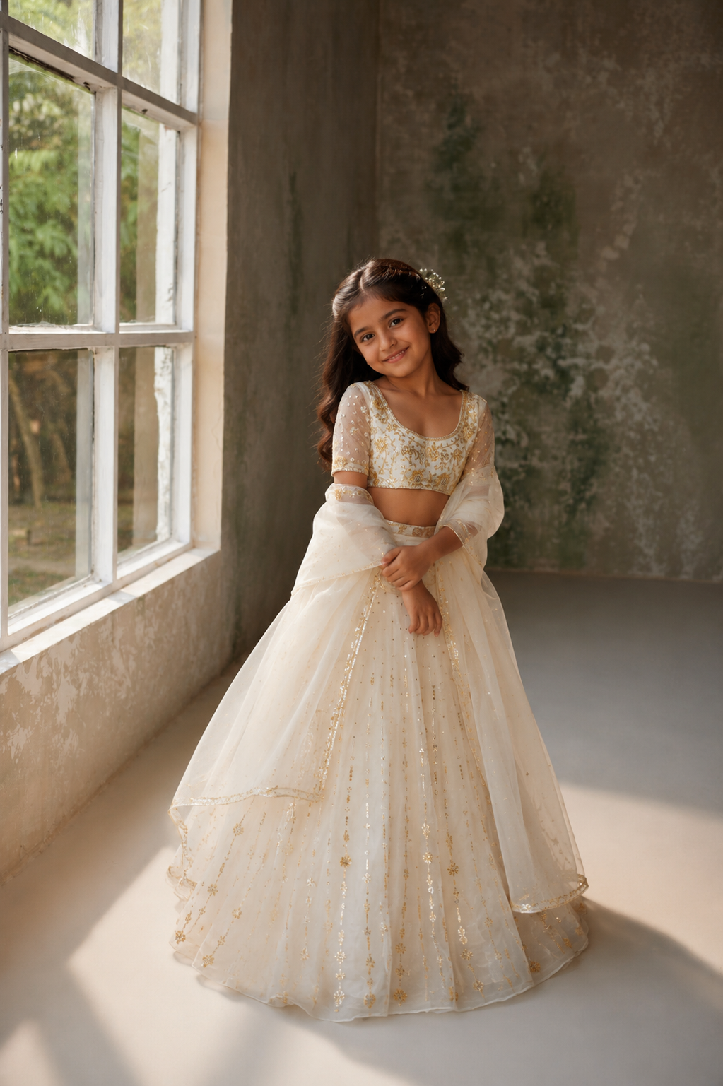 Freesia Ivory Silk Organza Lehenga Set
