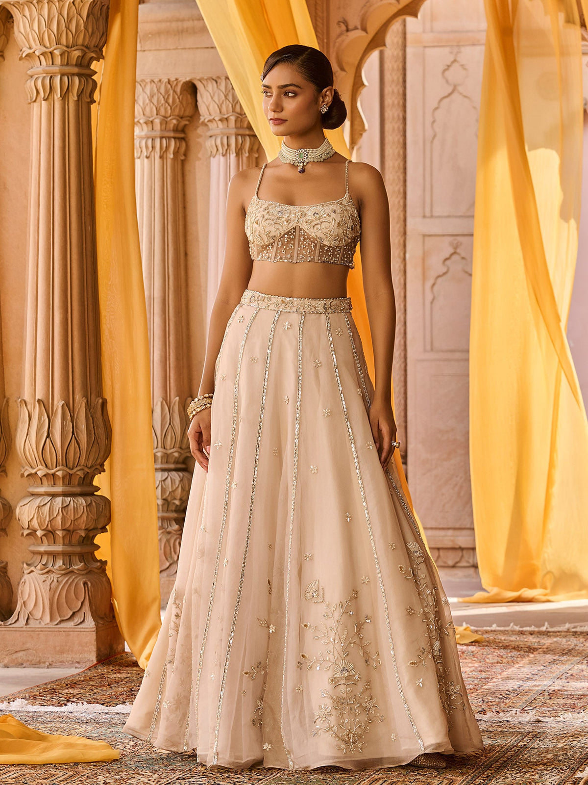 Moon Ash Organza Lehenga Set