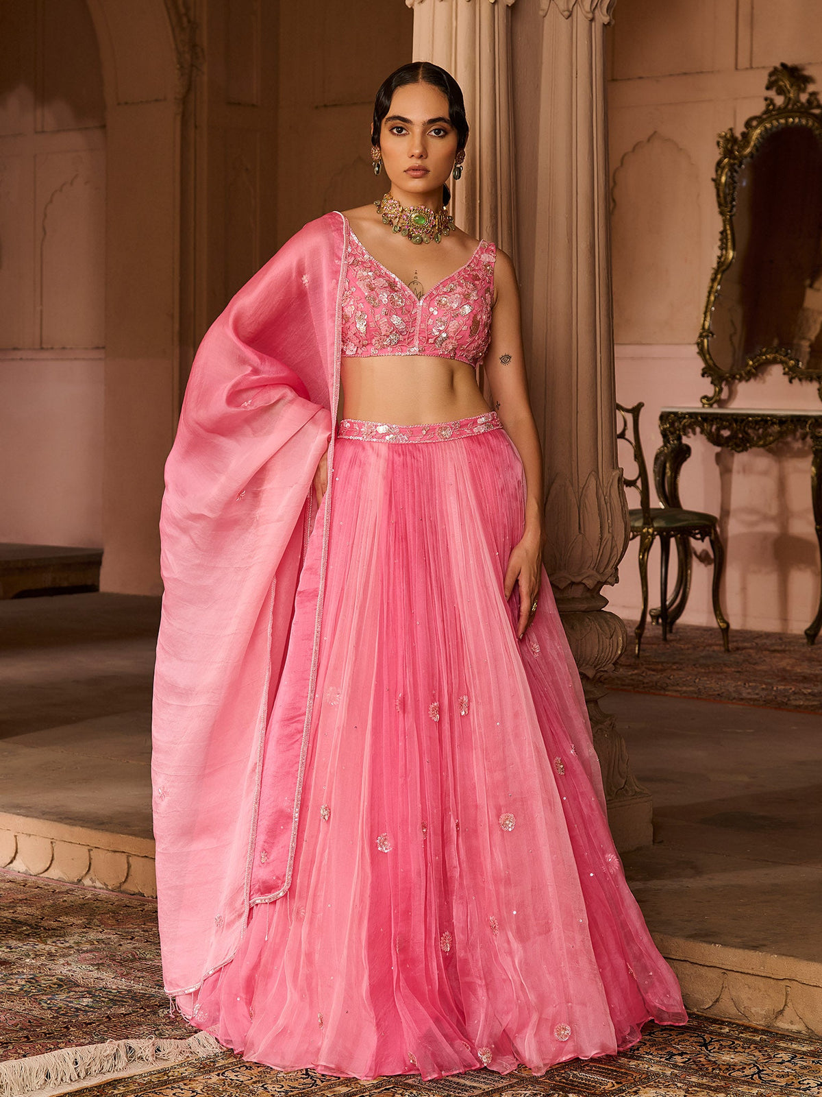Petal Fade Organza Lehenga Set