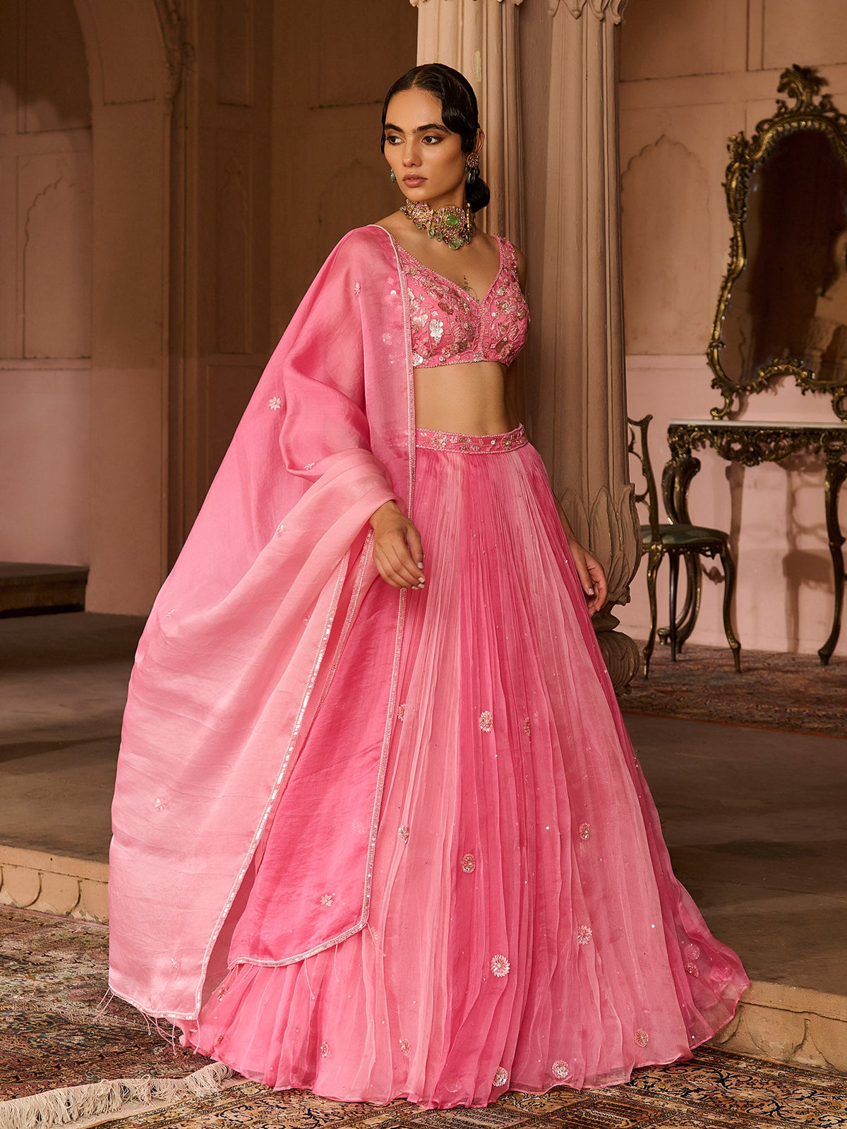 Petal Fade Organza Lehenga Set