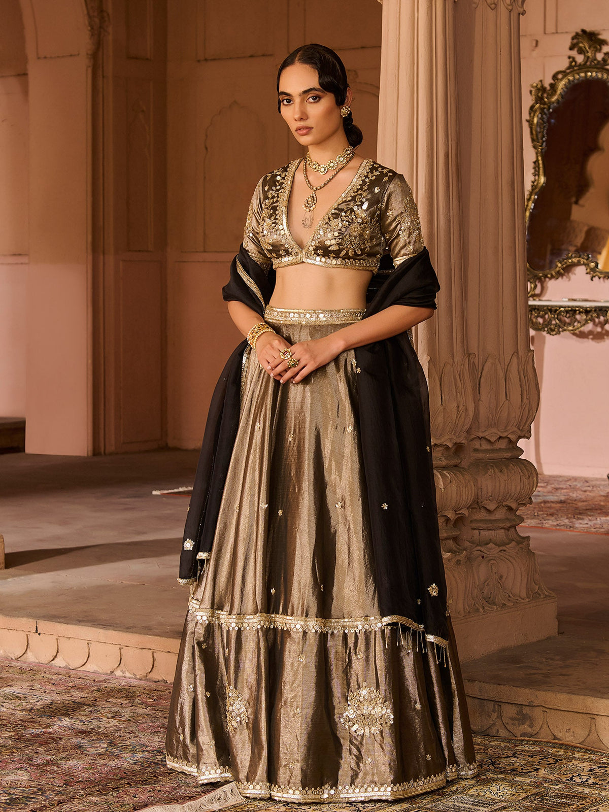 Ember Tissue Lehenga Set