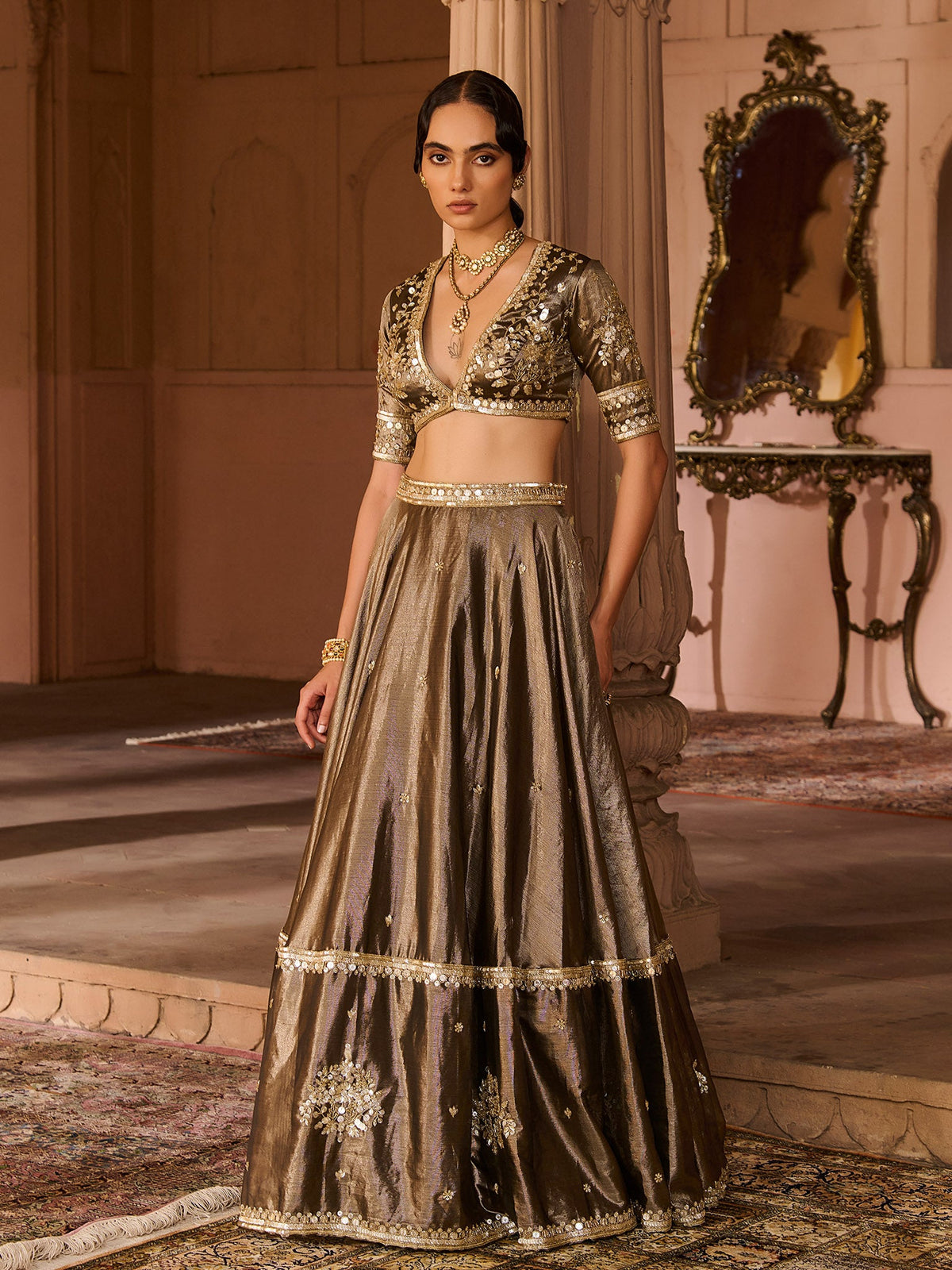 Ember Tissue Lehenga Set
