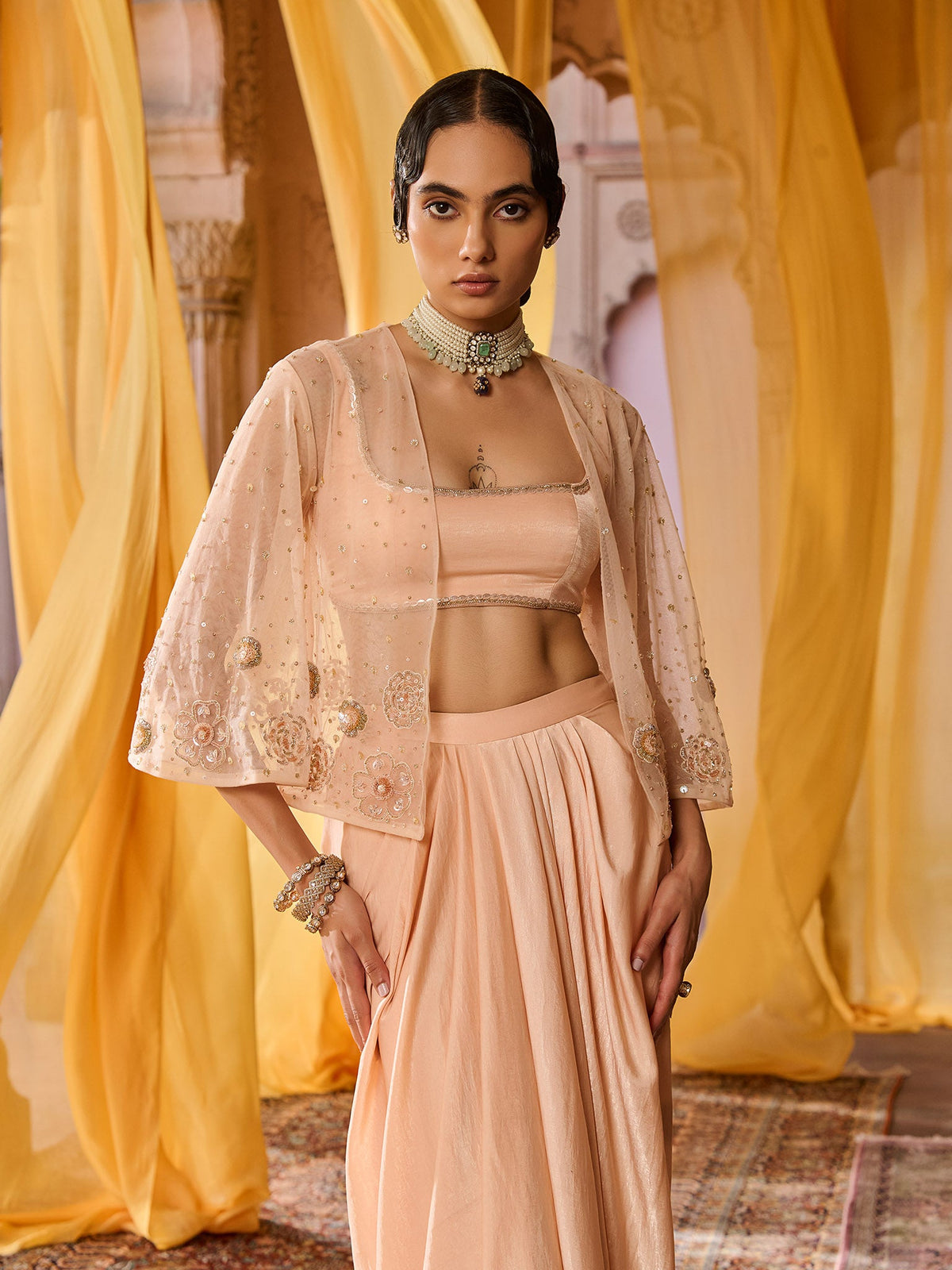 Apricot Peach Jacket Set