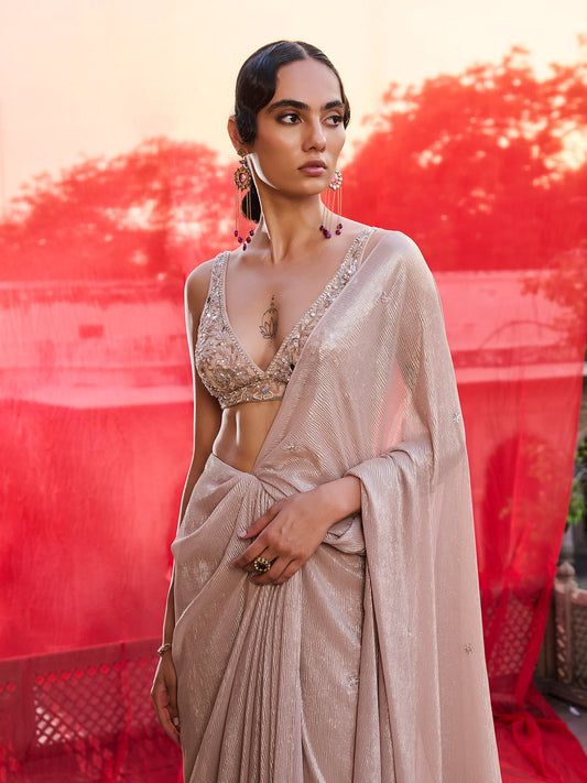 Champagne Blush Saree Set