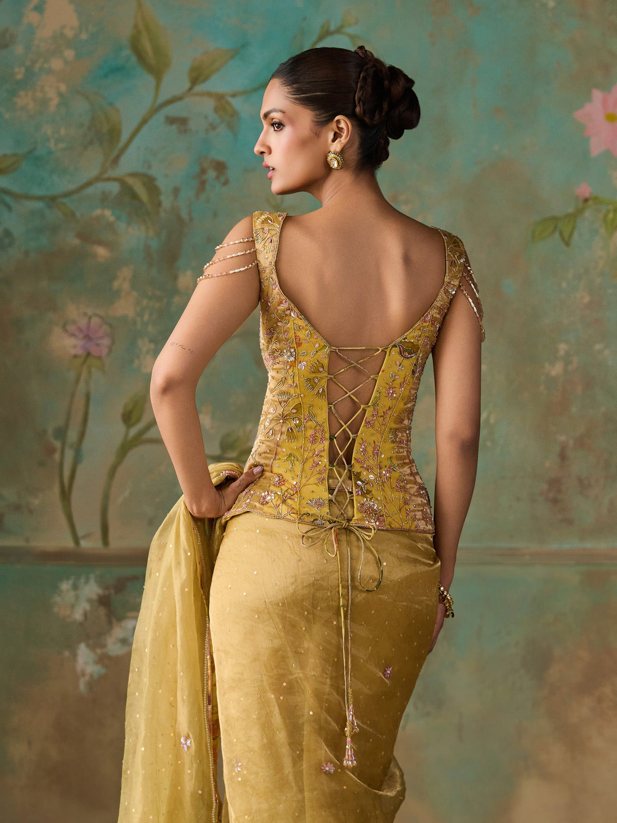 Soline Lime Tissue Saree Set