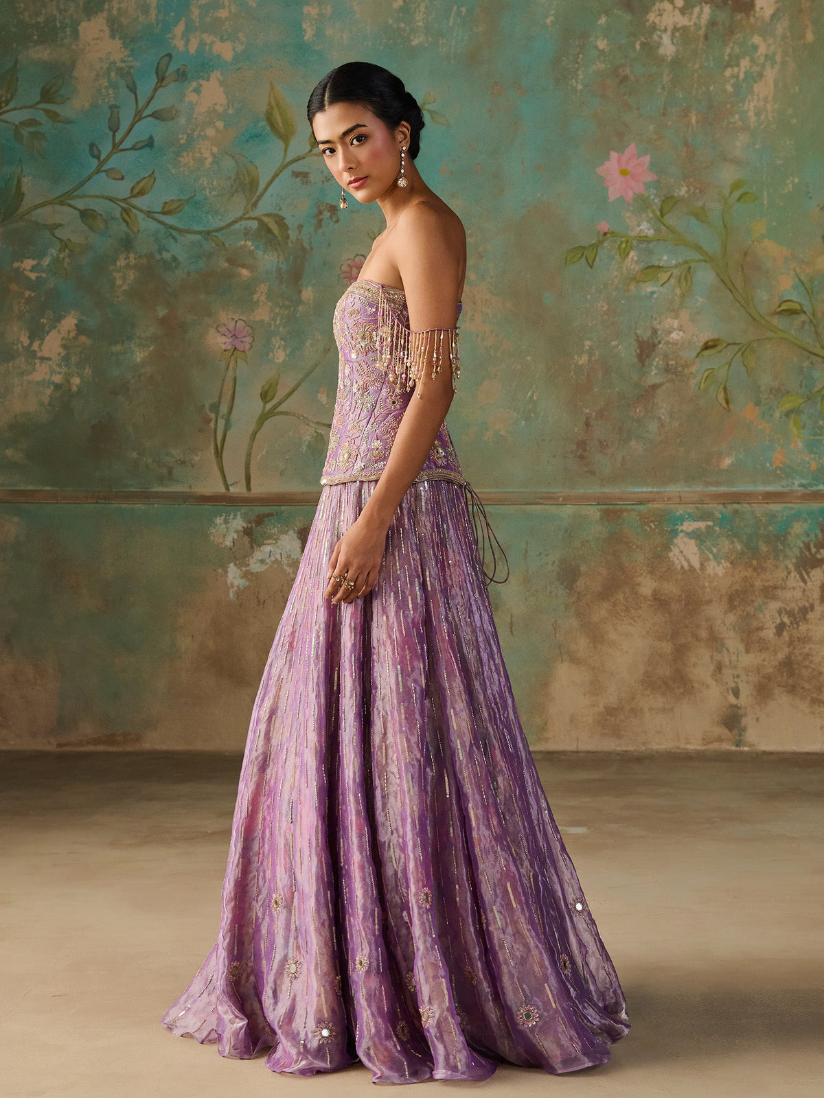 Lavender Éclat Tissue Lehenga Set