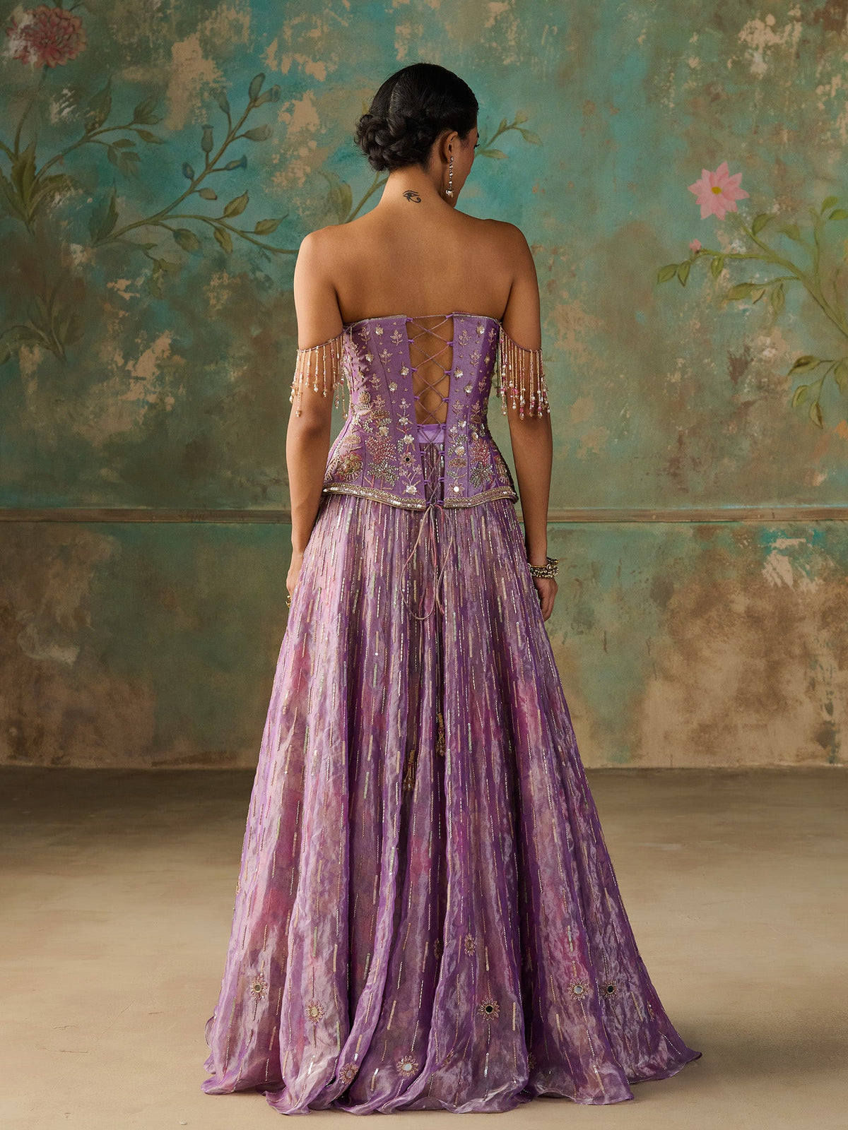 Lavender Éclat Tissue Lehenga Set