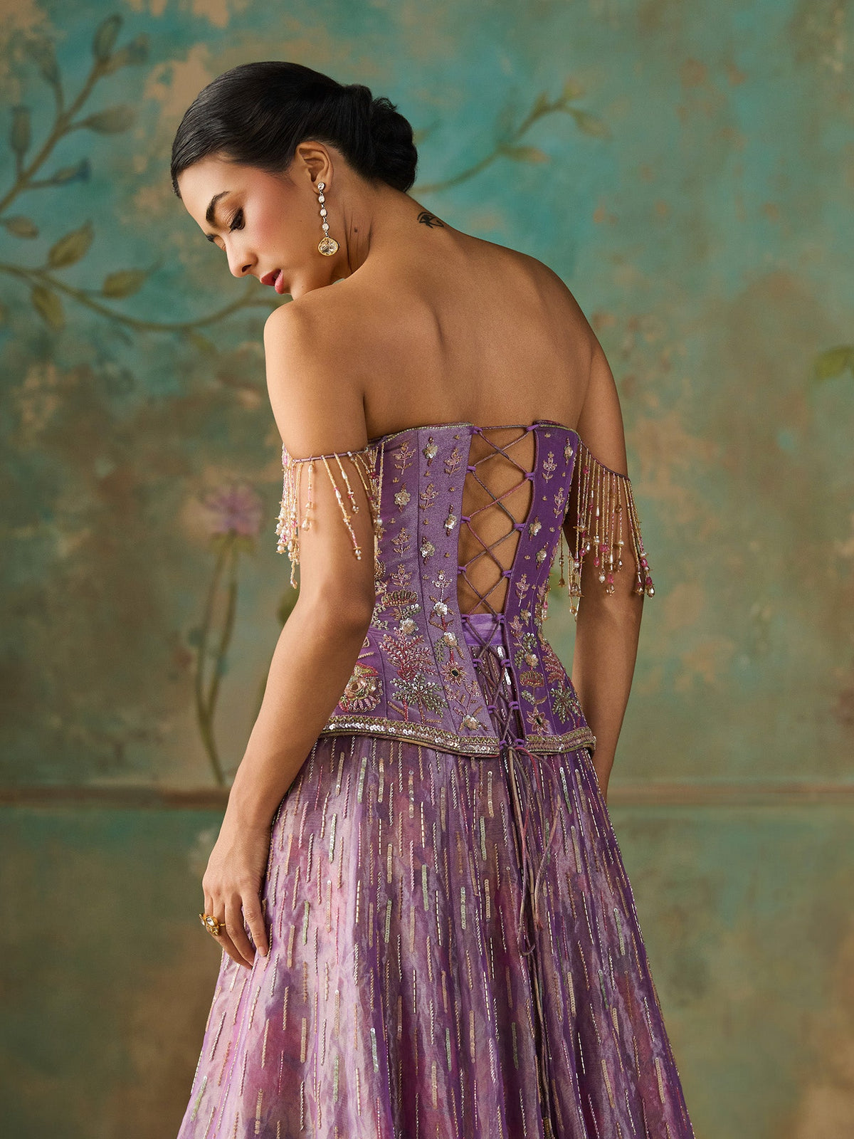 Lavender Éclat Tissue Lehenga Set