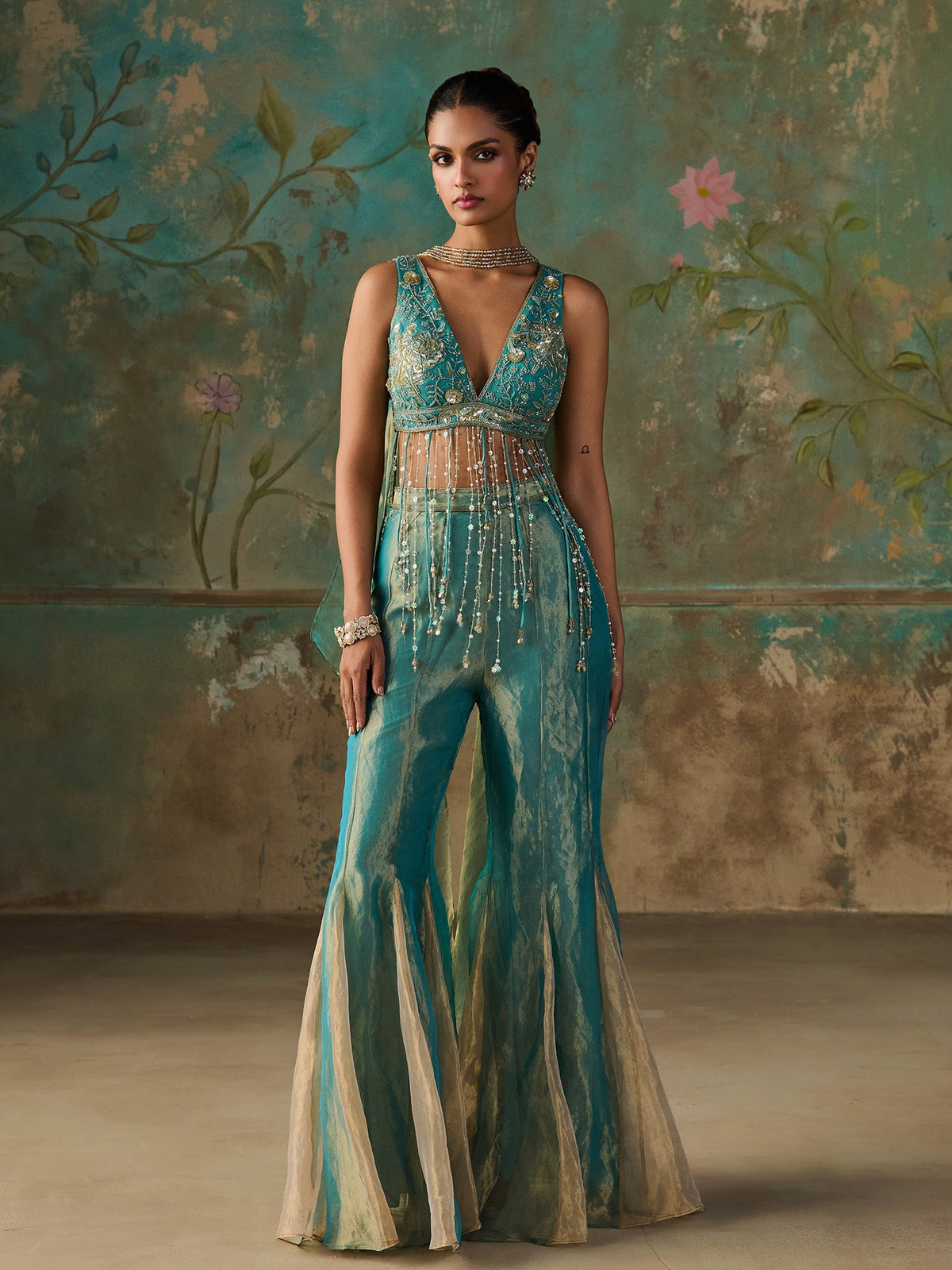Everglow Blue Turquoise Sharara Set