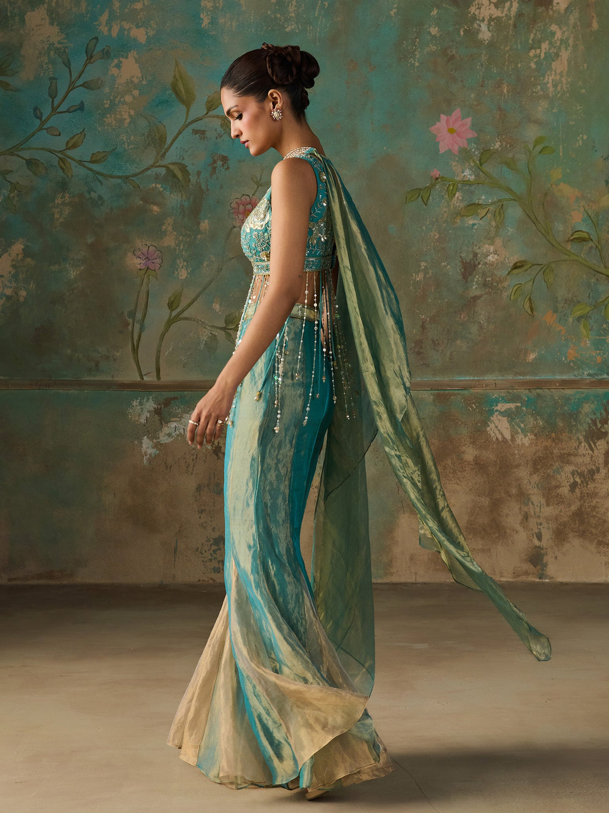 Everglow Blue Turquoise Sharara Set