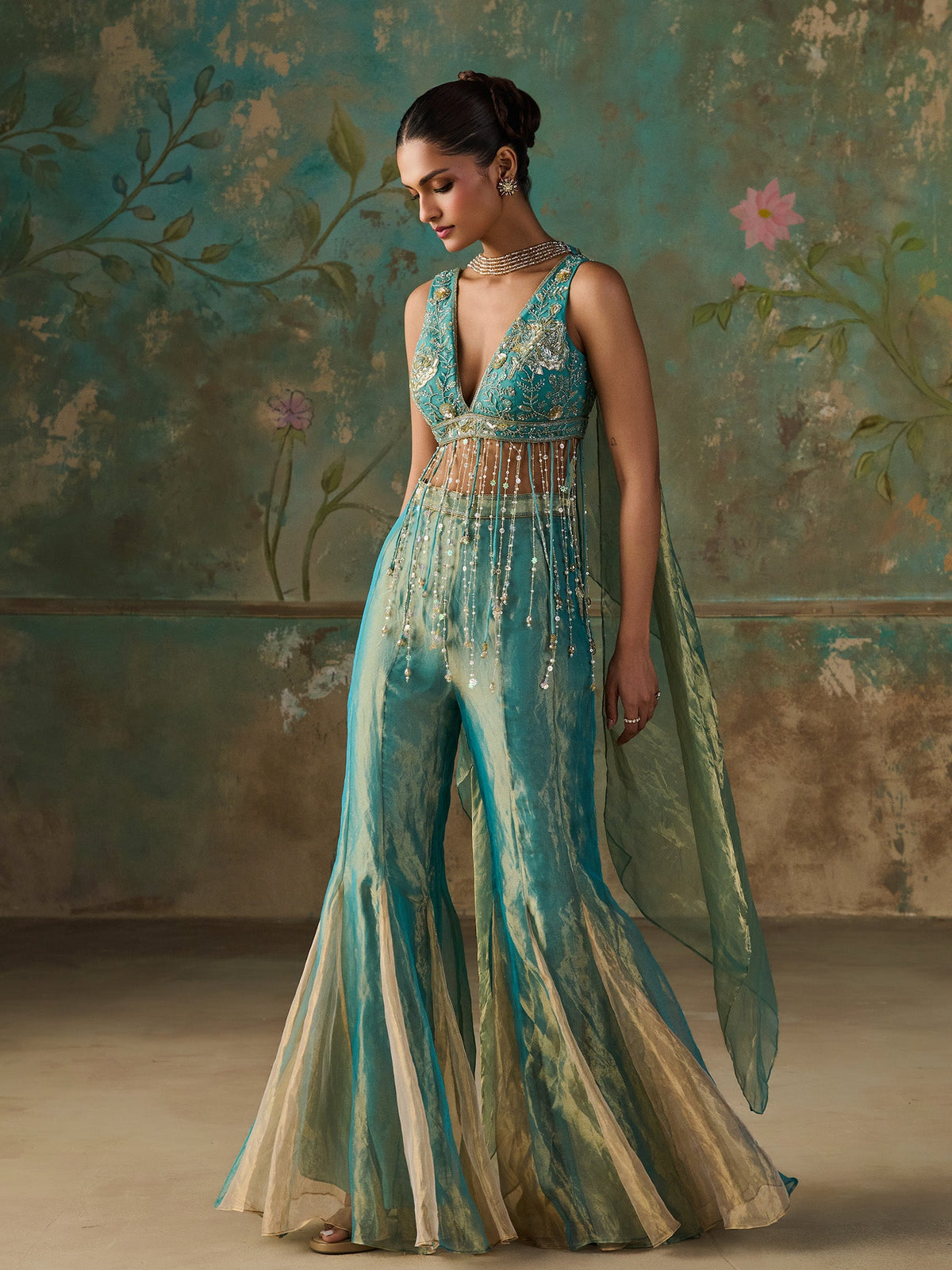 Everglow Blue Turquoise Sharara Set