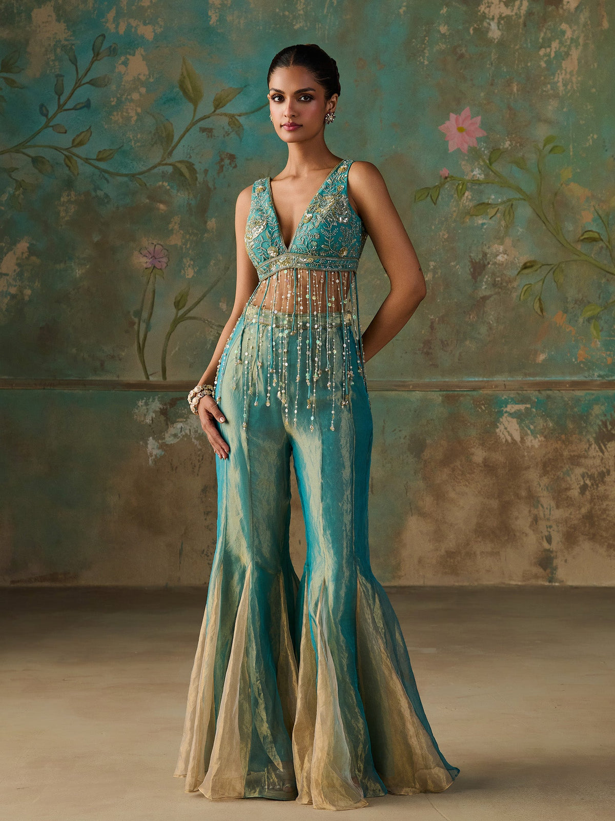 Everglow Blue Turquoise Sharara Set