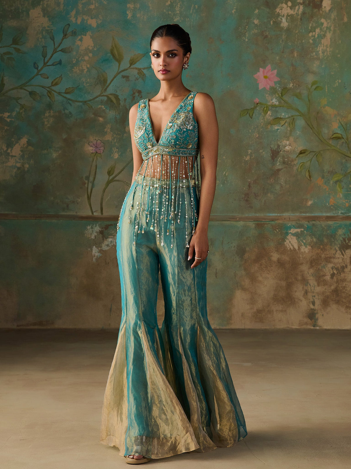 Everglow Blue Turquoise Sharara Set
