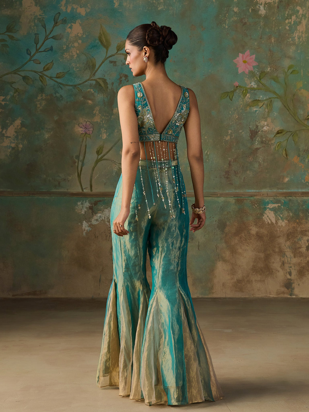 Everglow Blue Turquoise Sharara Set