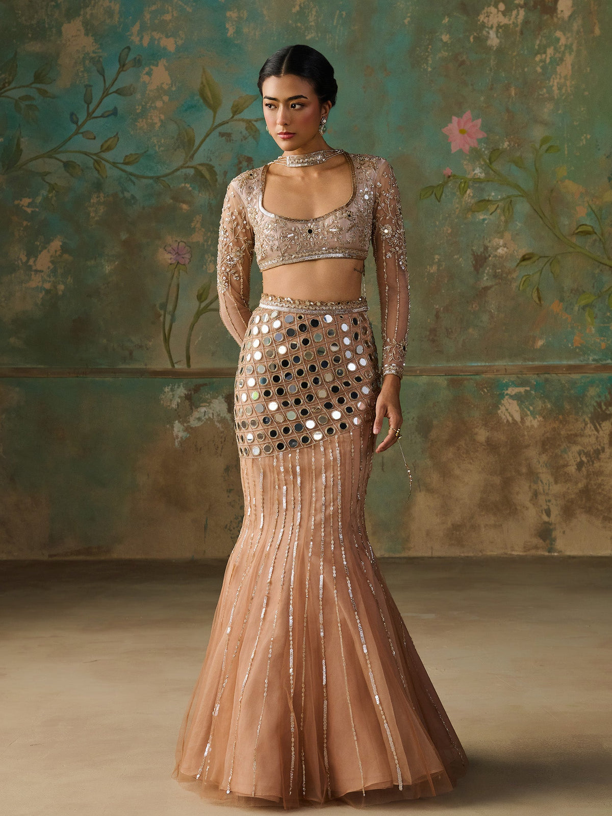 Halo Gold Lehenga Set