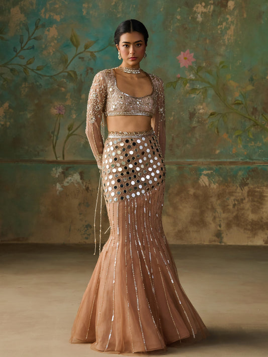 Halo Gold Lehenga Set