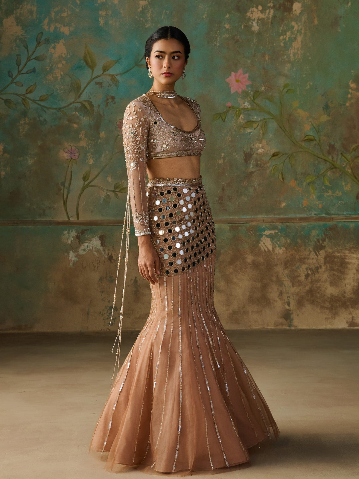 Halo Gold Lehenga Set