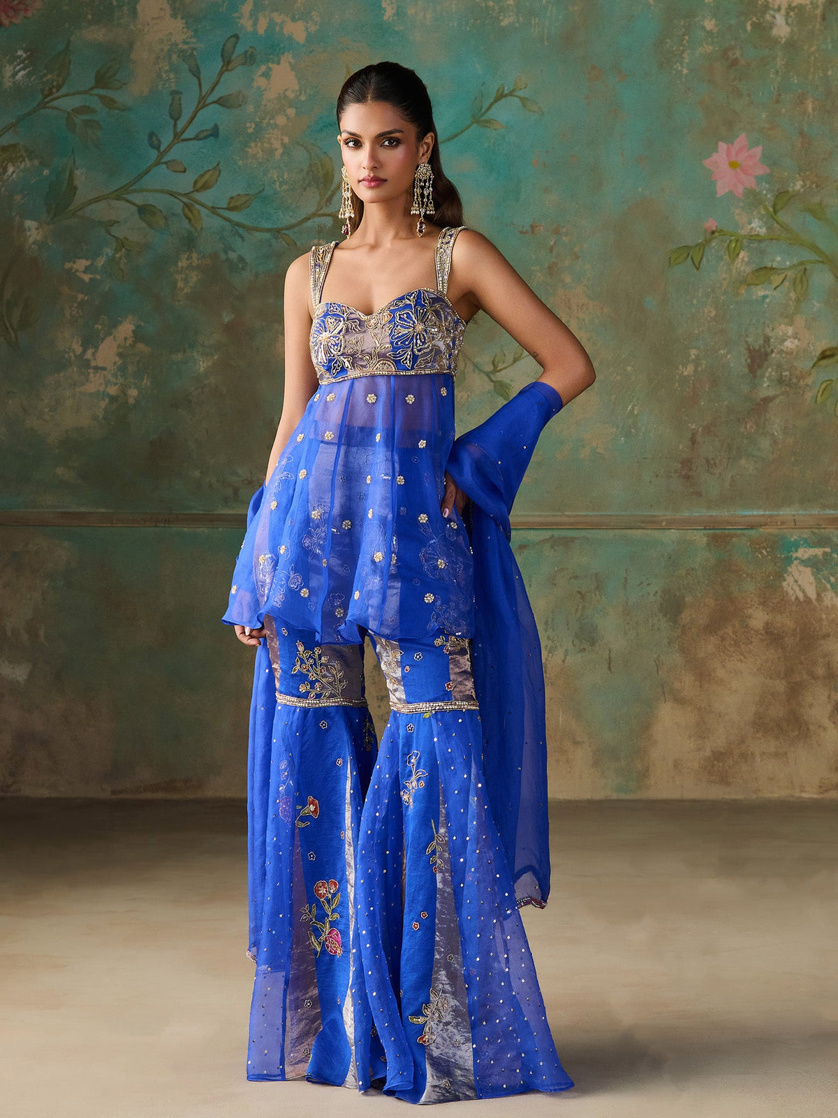 Iriah Royal Blue Sharara Set