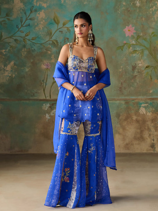 Iriah Royal Blue Sharara Set