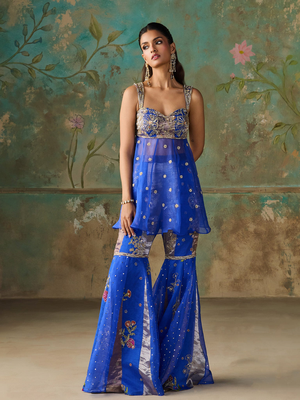 Iriah Royal Blue Sharara Set