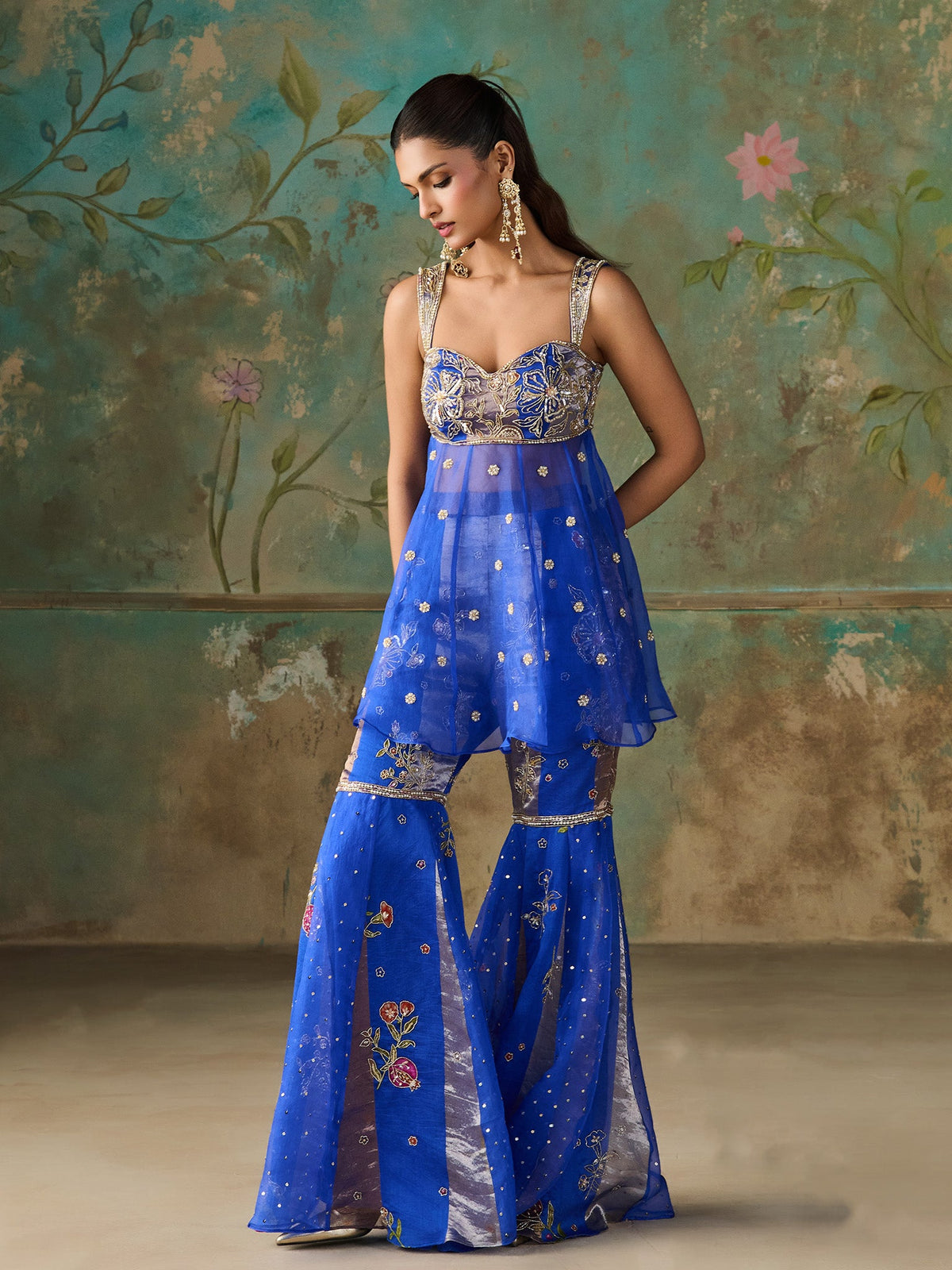Iriah Royal Blue Sharara Set