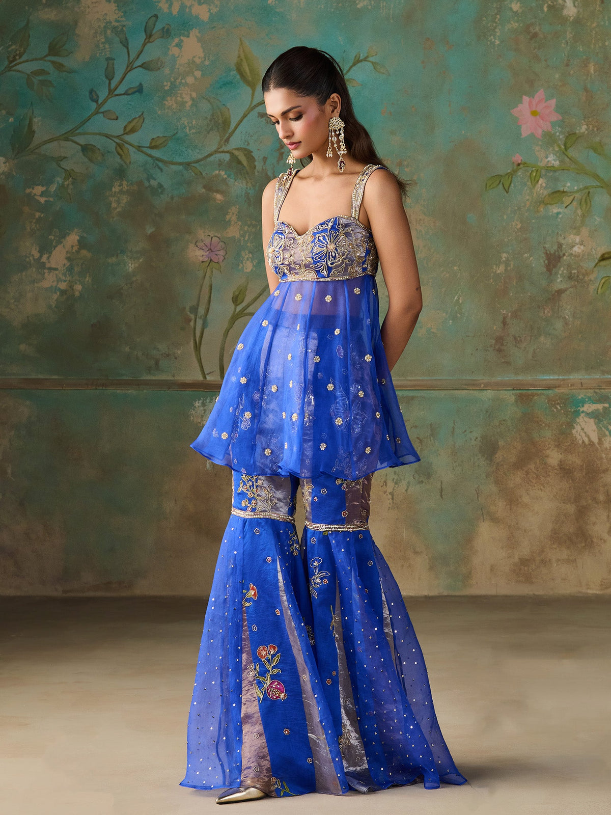 Iriah Royal Blue Sharara Set