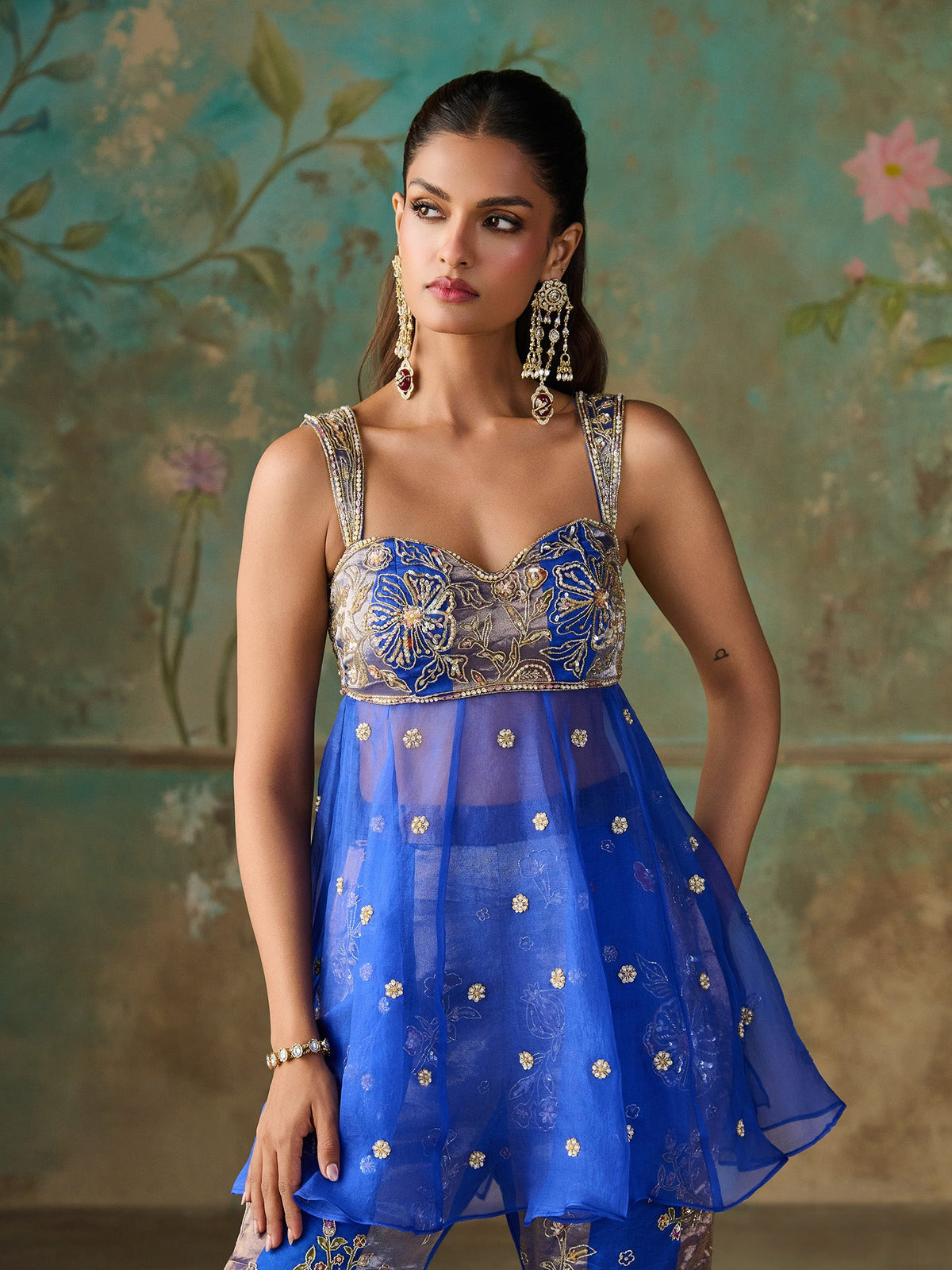 Iriah Royal Blue Sharara Set