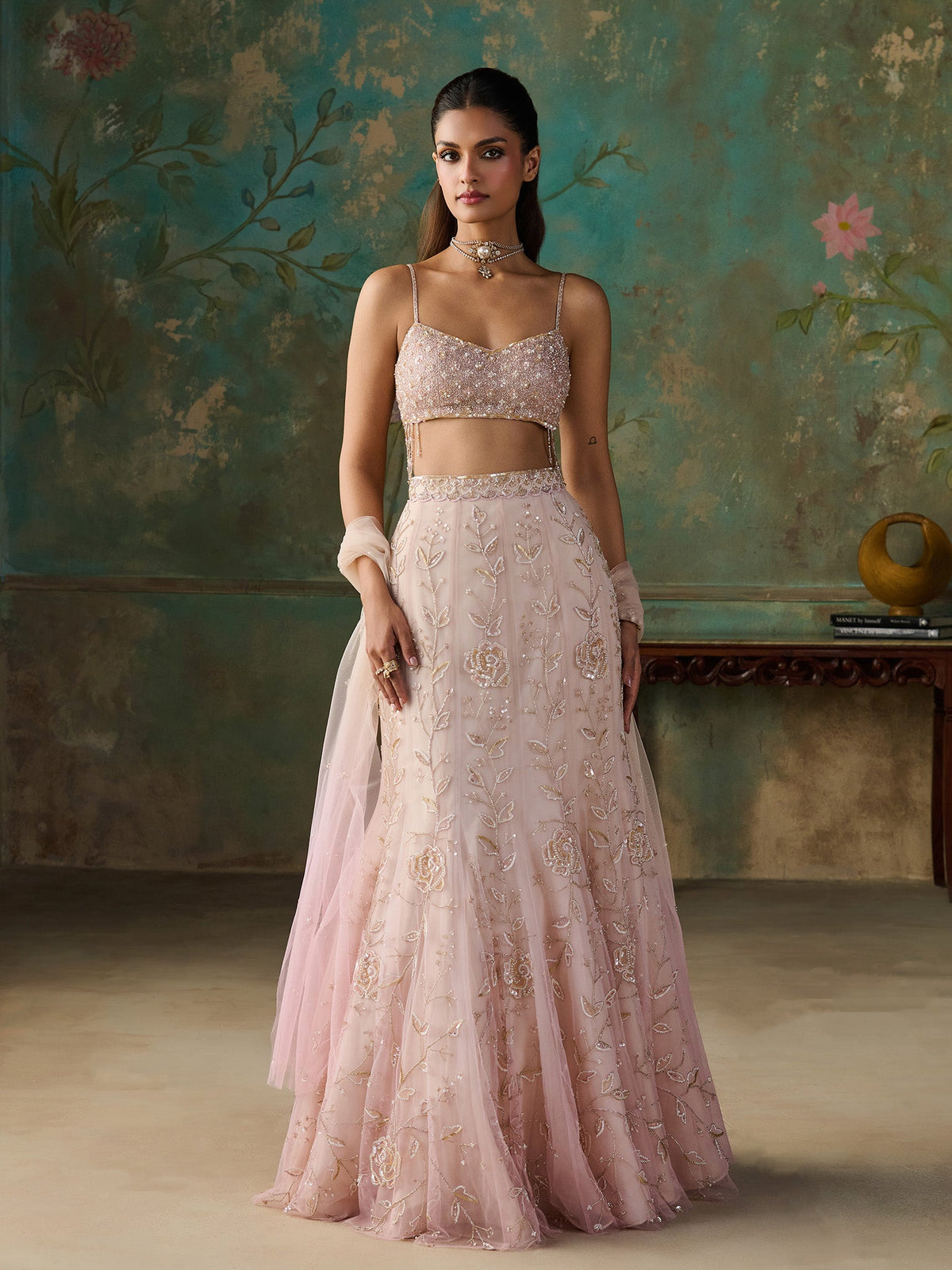 Elarose Vanilla Pink Lehenga Set