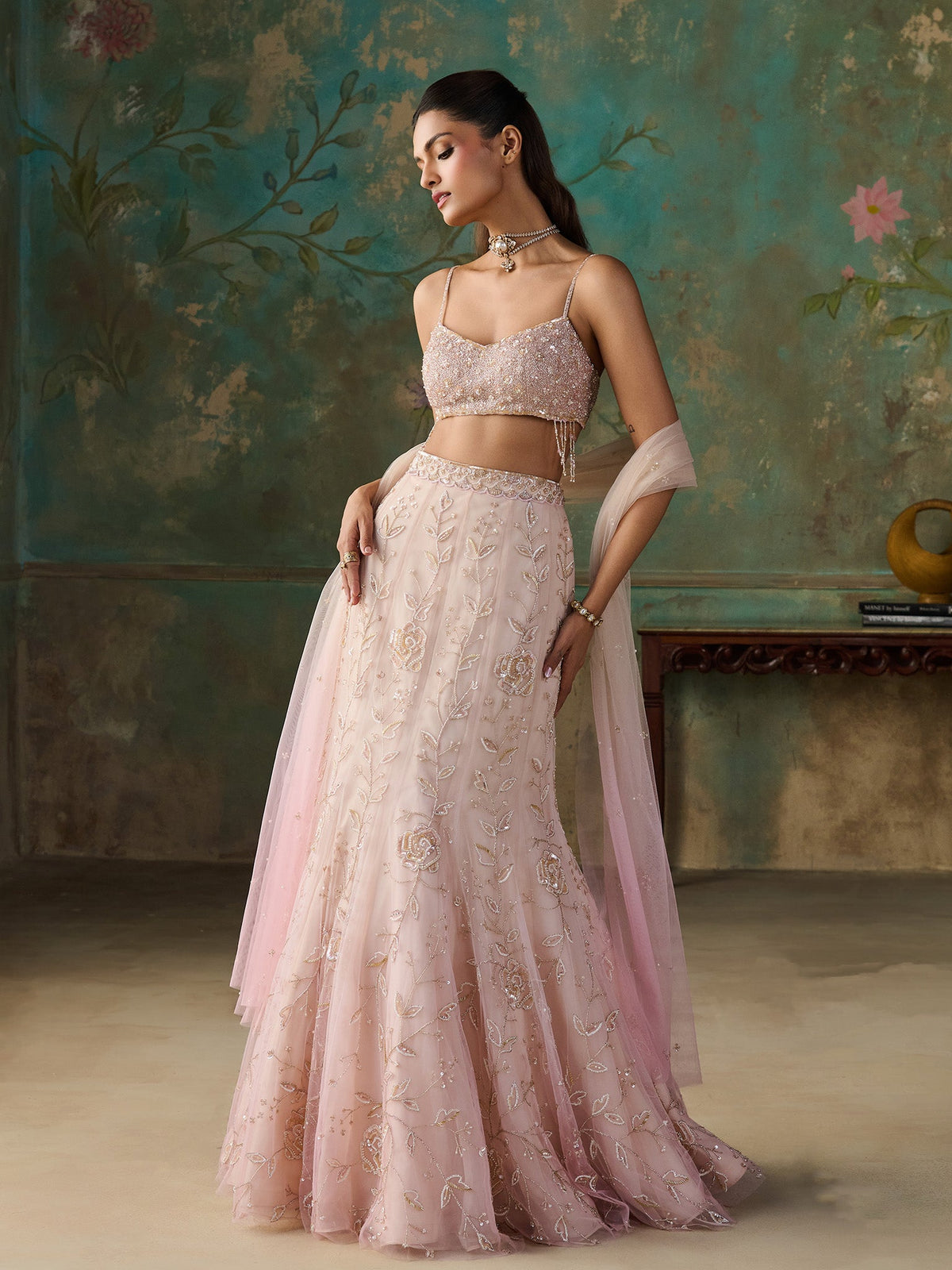 Elarose Vanilla Pink Lehenga Set