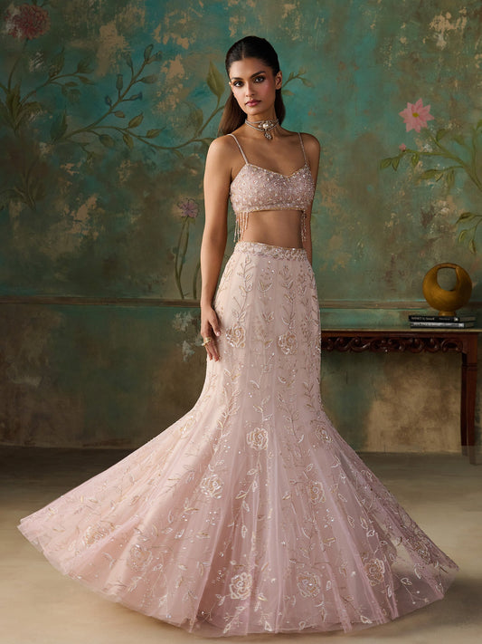 Elarose Vanilla Pink Lehenga Set