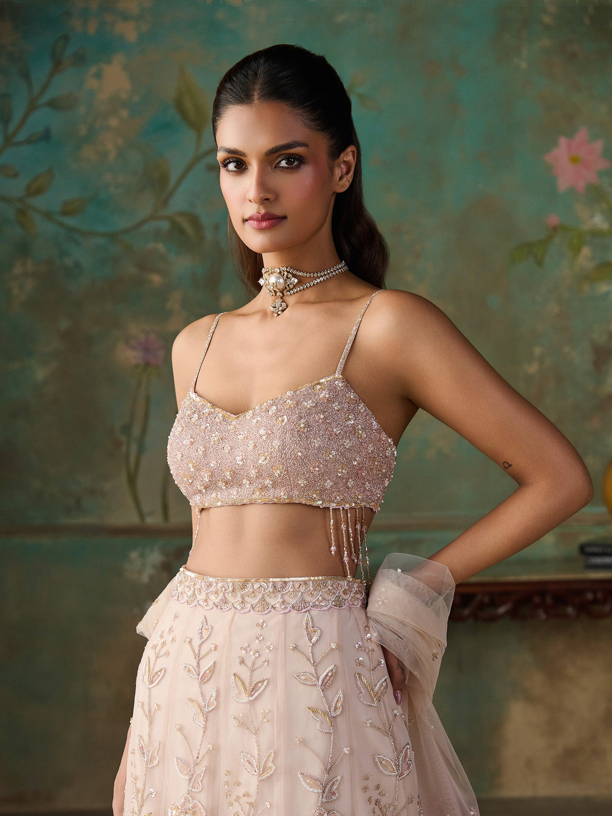 Elarose Vanilla Pink Lehenga Set