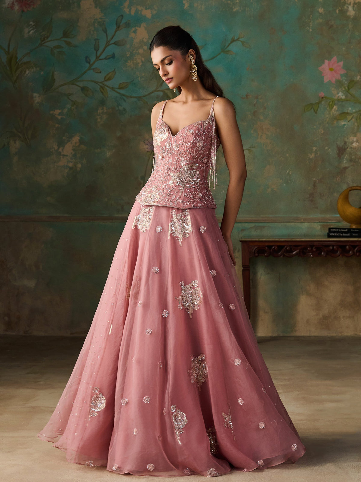 Roséa Soft Pink Organza Lehenga Set