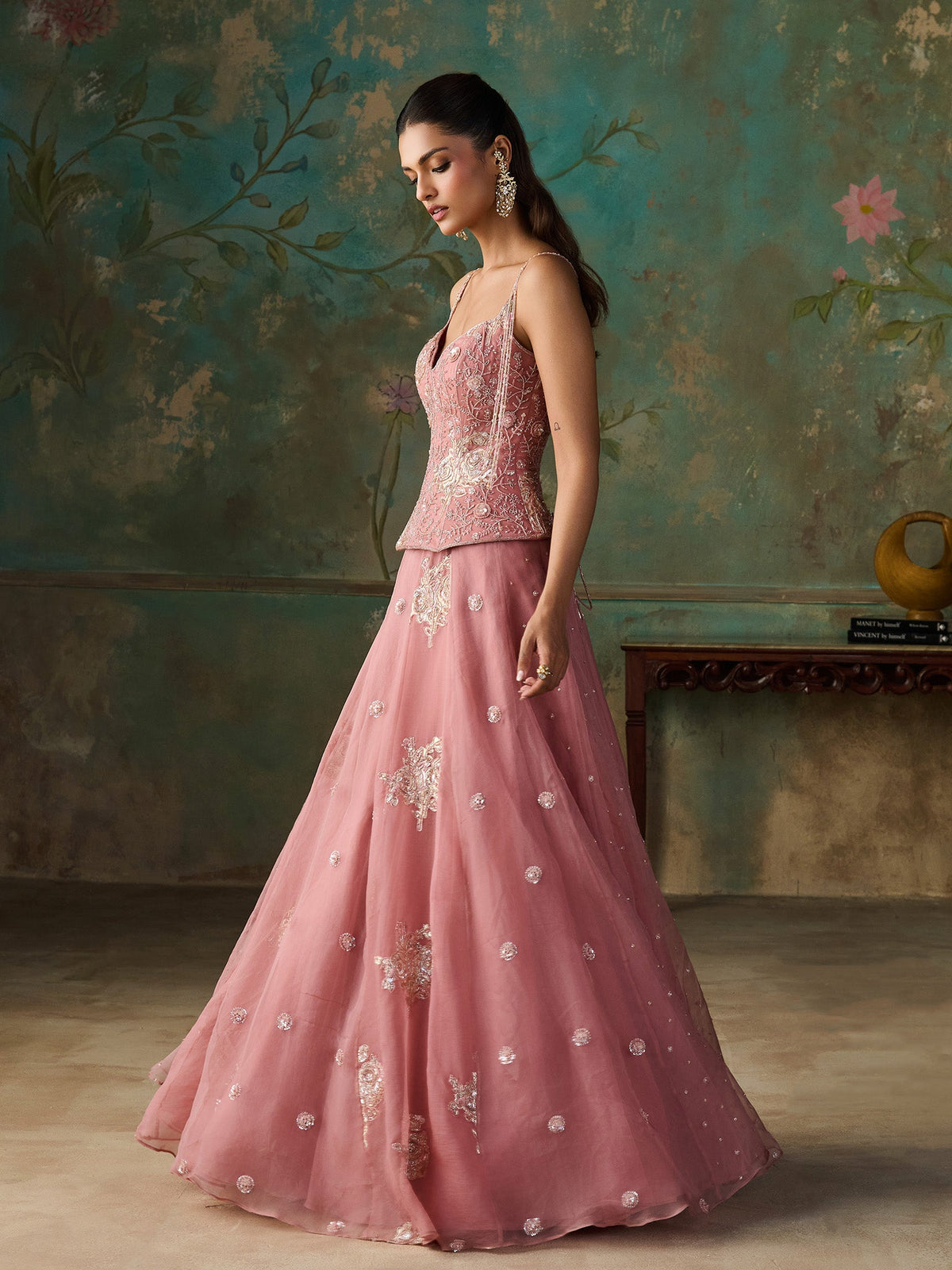 Roséa Soft Pink Organza Lehenga Set