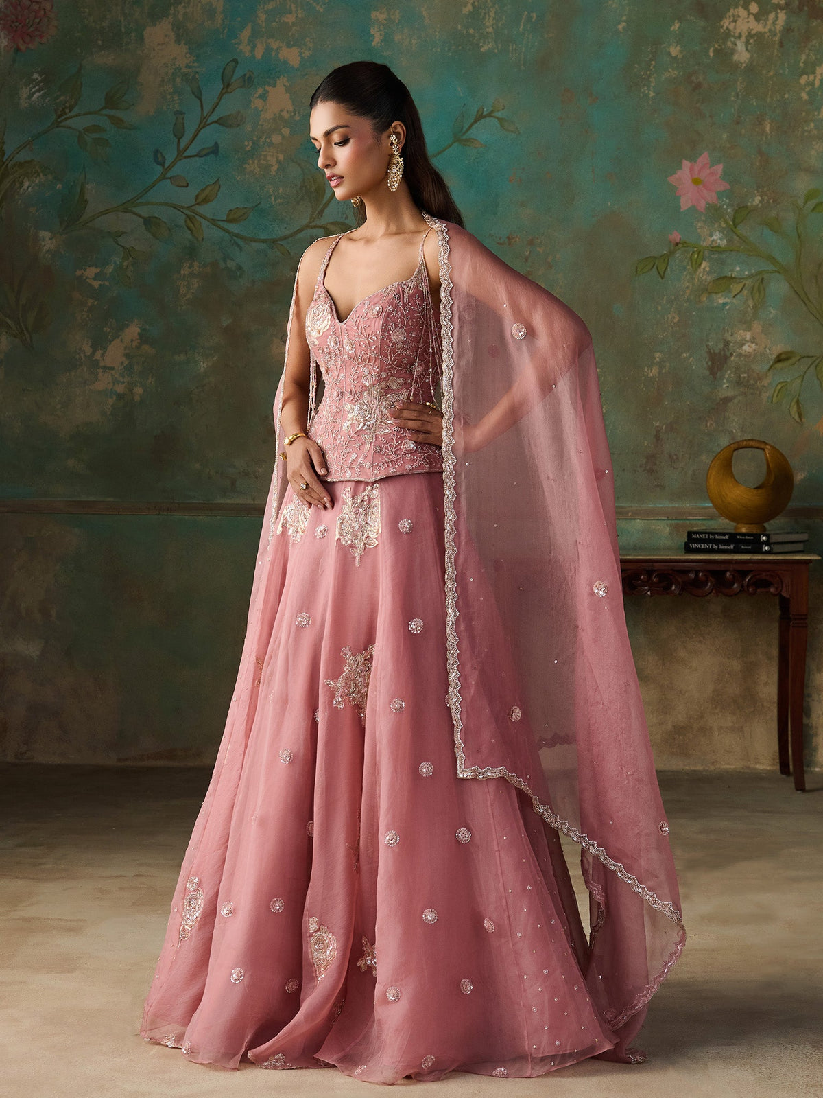 Roséa Soft Pink Organza Lehenga Set