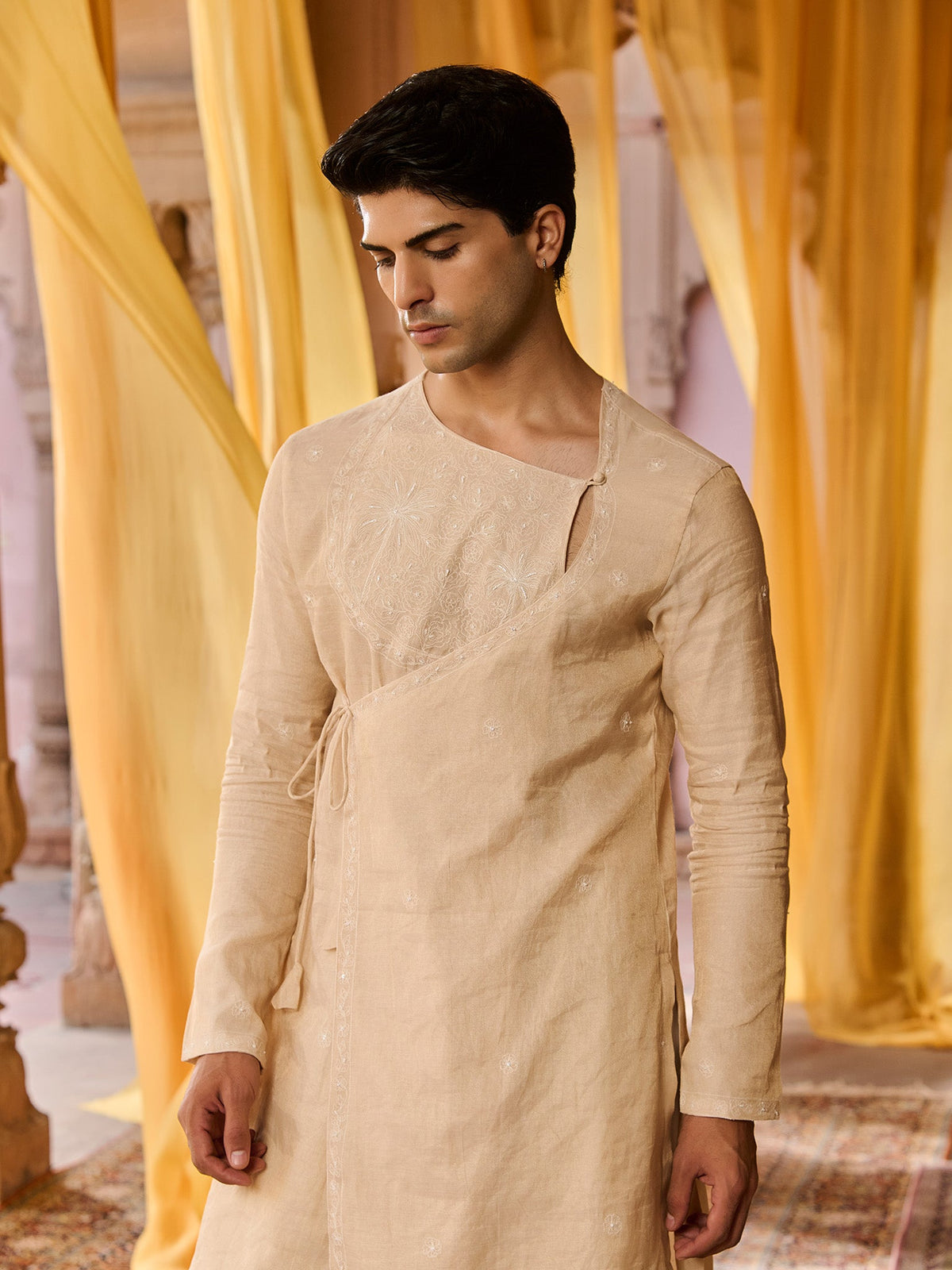 Mistral Mint Green Jacket Angrakha Set