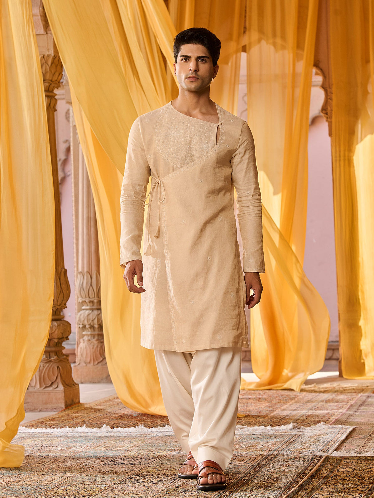 Mistral Mint Green Jacket Angrakha Set