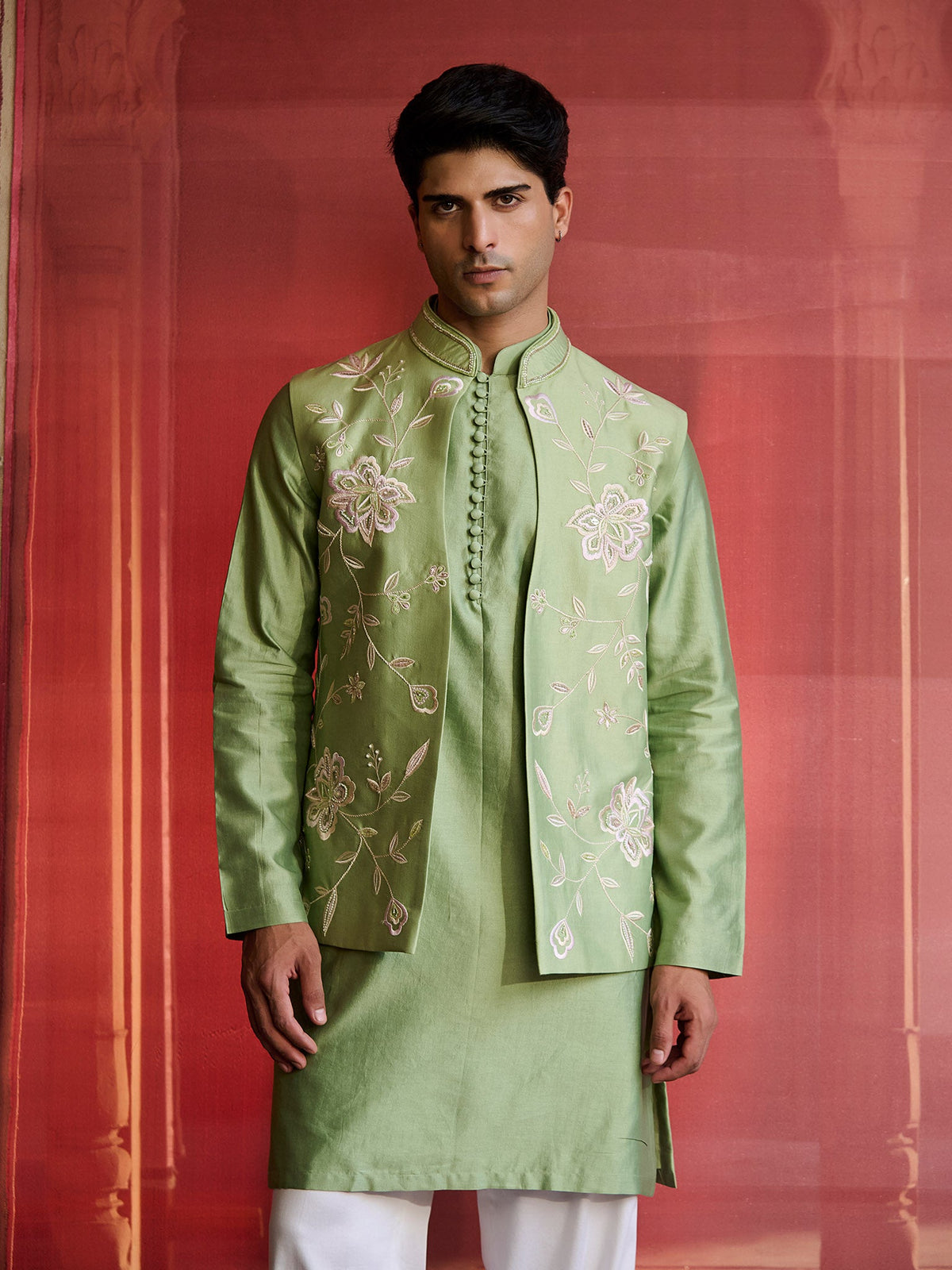 Alvinea Floral Green Jacket Set