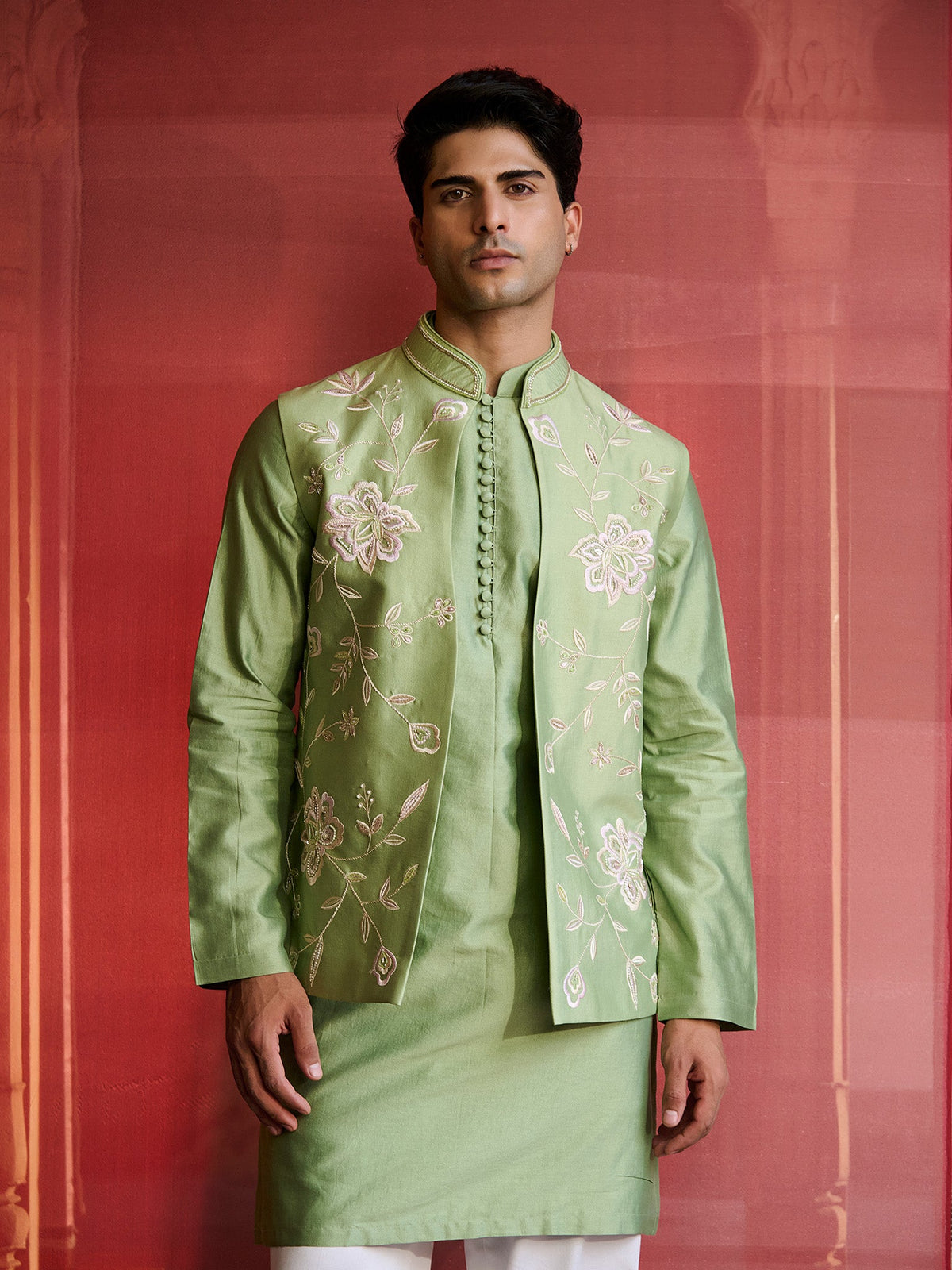 Alvinea Floral Green Jacket Set