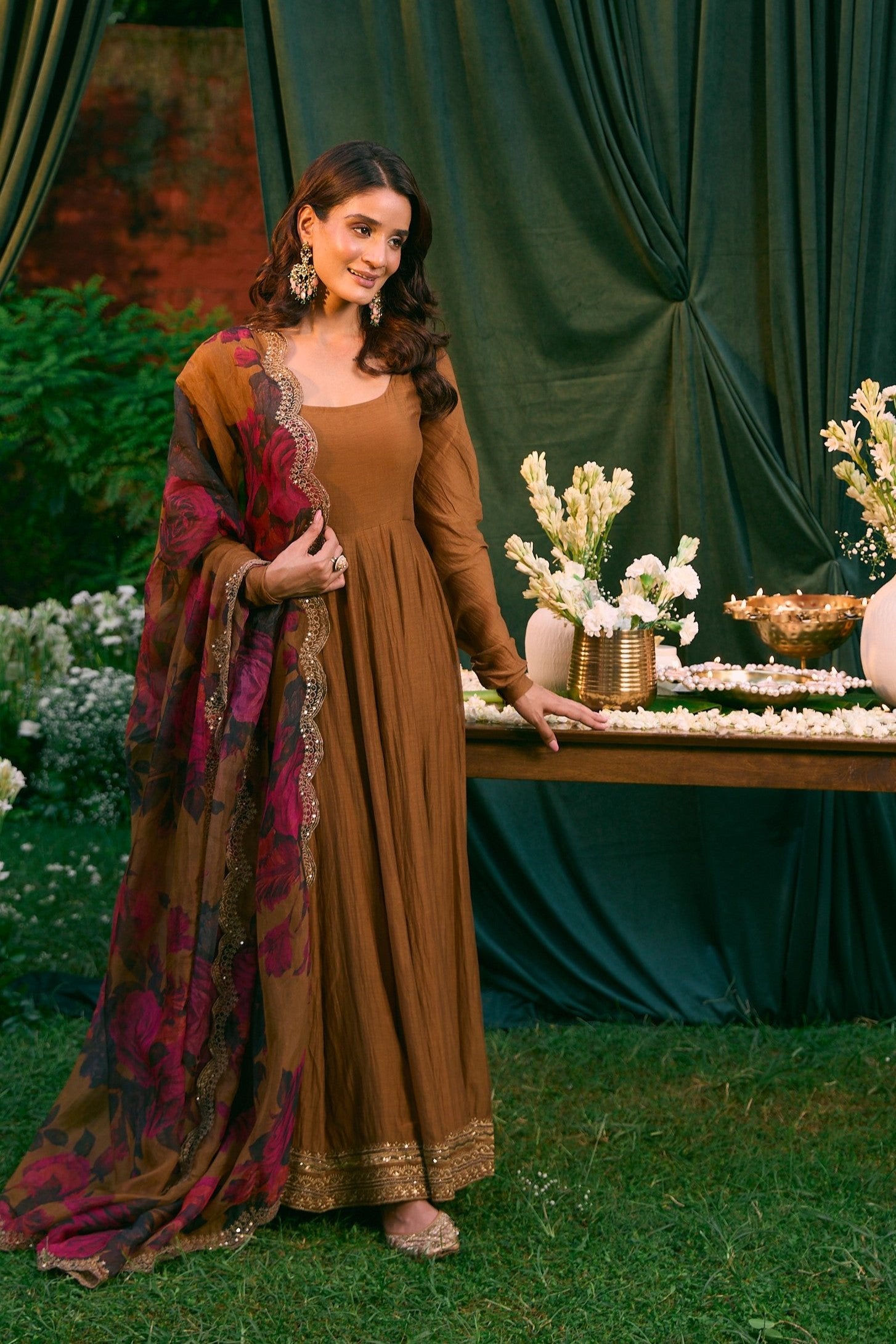 Mustard Anarkali Set