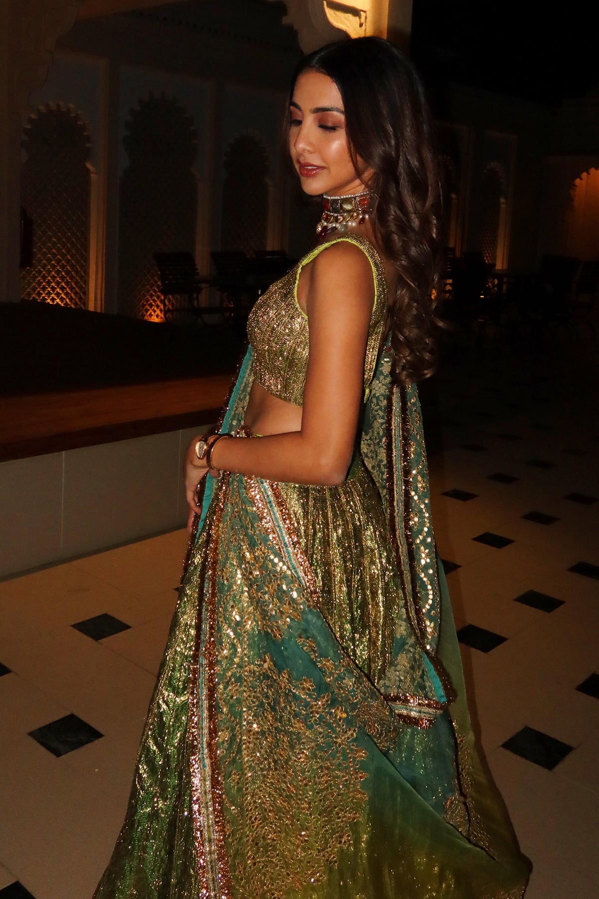 Jayati Modi in Reshmi Angoori Lehenga Set