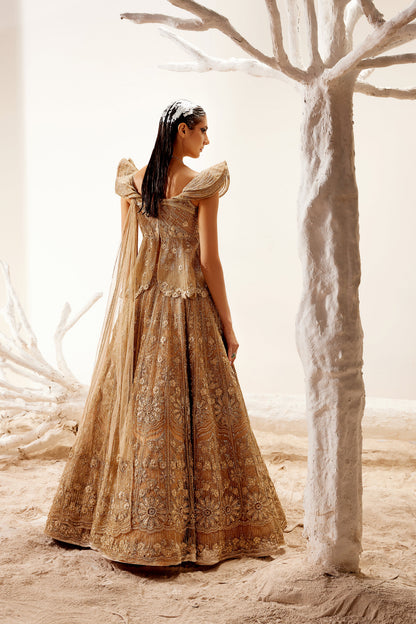 Metallic floral detail lehenga