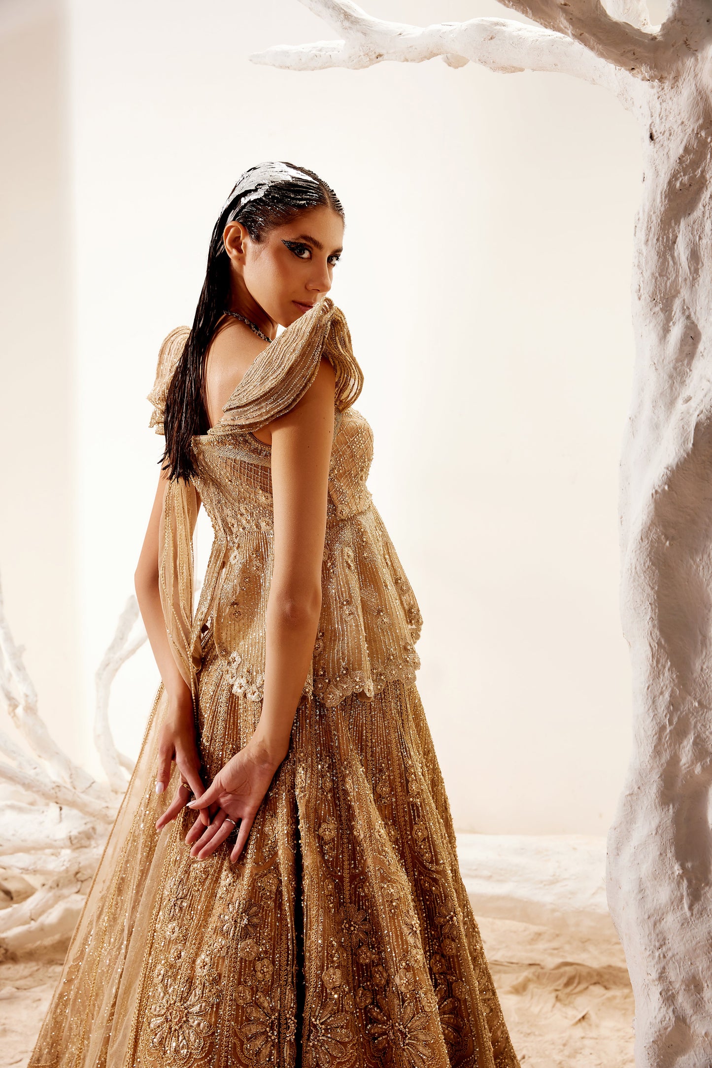 Metallic floral detail lehenga
