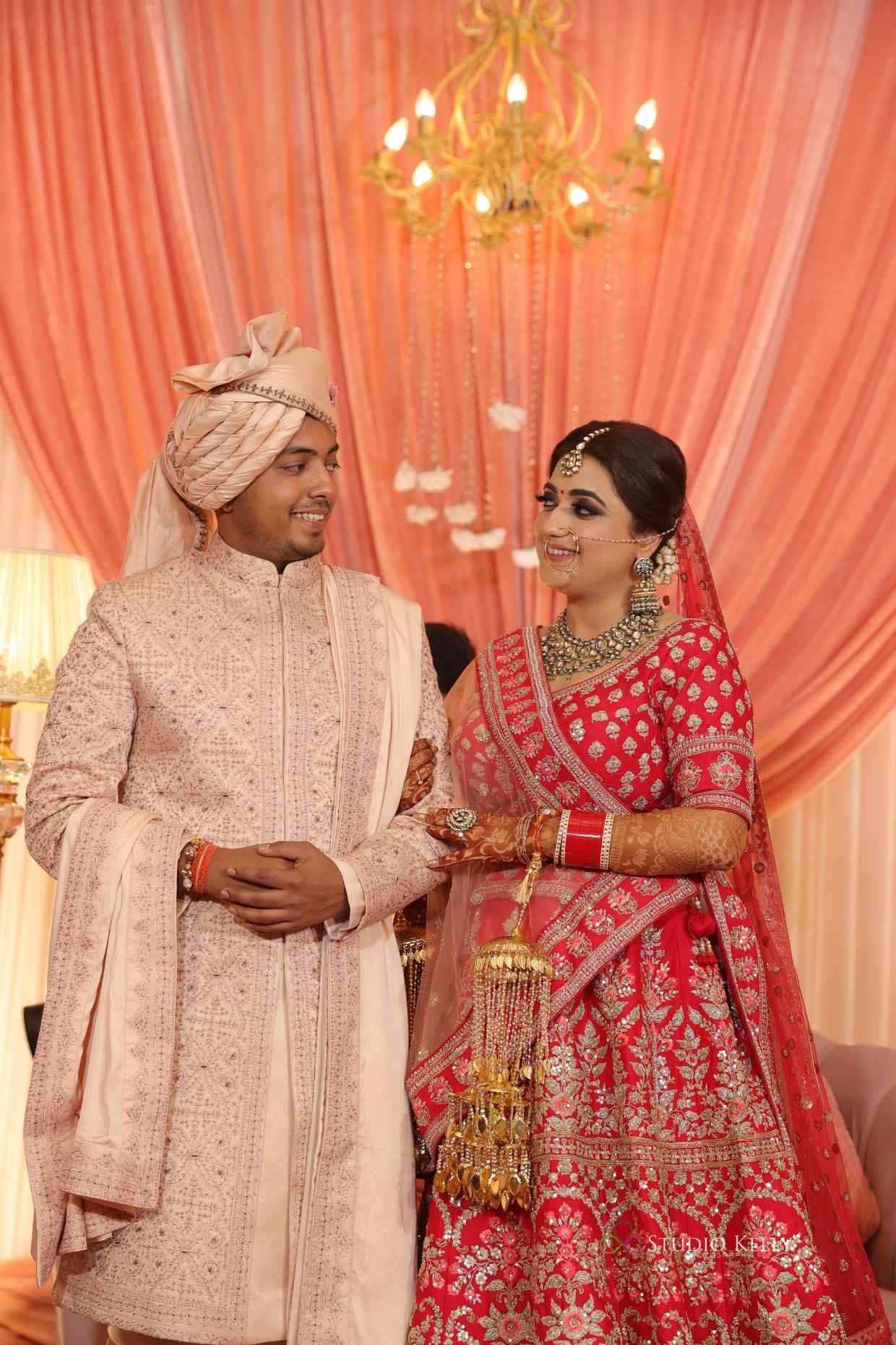 Akash Gupta in Custom Baby Pink Sherwani Set
