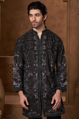 Black Lachka Abstract Panel Kurta Set