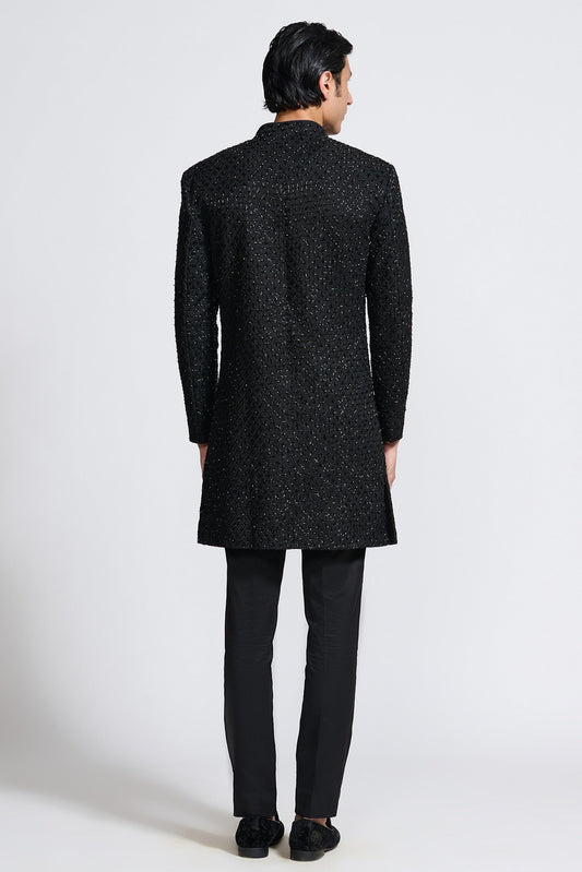 BLACK  SHERWANI